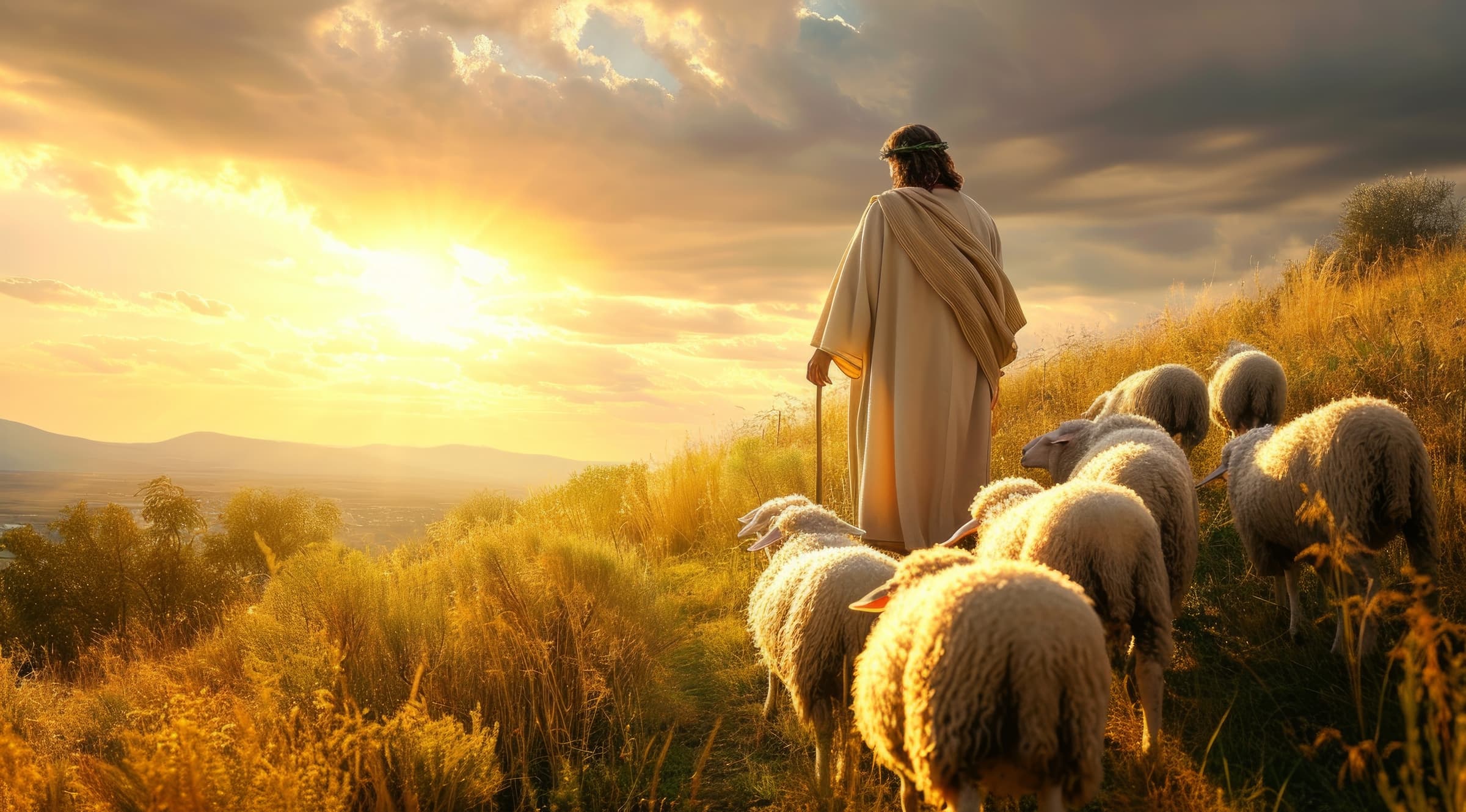 Jesús en medio de las ovejas